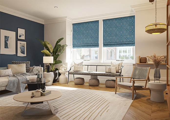 Newquay, Cerulean - Motorised Roman Blind - Image 6